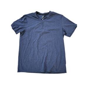 George Mens Henley T Shirt Size Medium Blue Short Sleeve Casual Tee